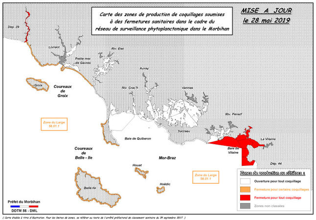 carte sanitaire qualité des eaux littorales au 28 mai 2019