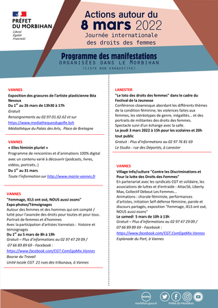 Programme des évènements de la journée du 8 mars 2022 dans le Morbihan-1