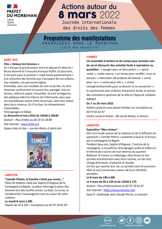 Programme des évènements de la journée du 8 mars 2022 dans le Morbihan-3