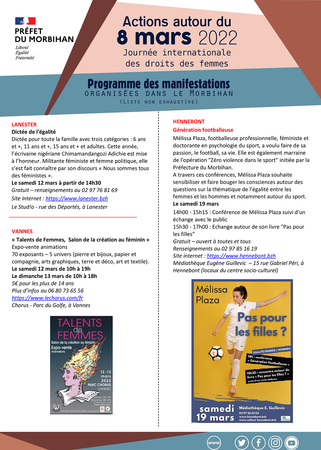 Programme des évènements de la journée du 8 mars 2022 dans le Morbihan-7