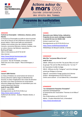 Programme des évènements de la journée du 8 mars 2022 dans le Morbihan-8
